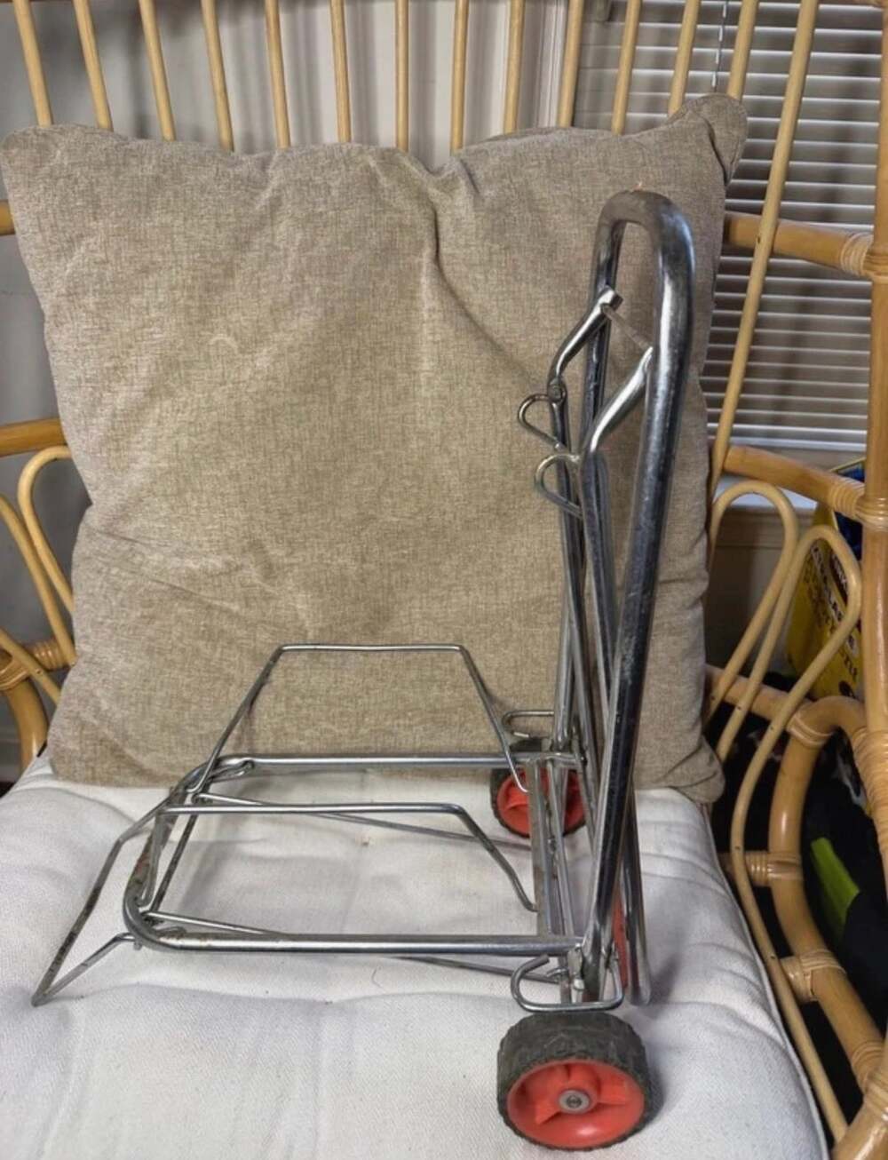 Universal Folding Hand Truck Luggage Cart Chrome Steel Red Wheels